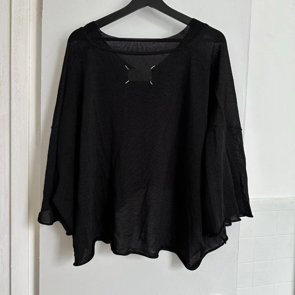 Great Martin Margiela black oversized cropped V neck sweater size S/M - Picture 3 of 11